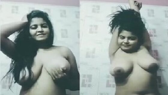 Image of Busty Desi Babe Showcasing Big Boobs in Playful Act-Linkwallah.com