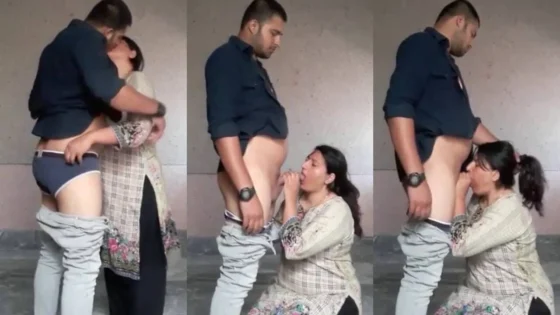 Image of Passionate Pakistani aunty pleasuring lover in deserted site-Linkwallah.com