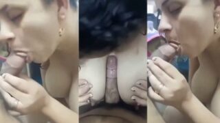 Image of Desi blowjob leads to guy cumming on ladys tits-Linkwallah.com