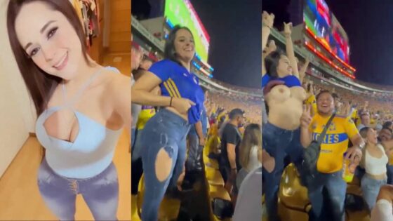 Image of Sexy girl Carla Garza flashes her hot boobs on soccer goal-Linkwallah.com