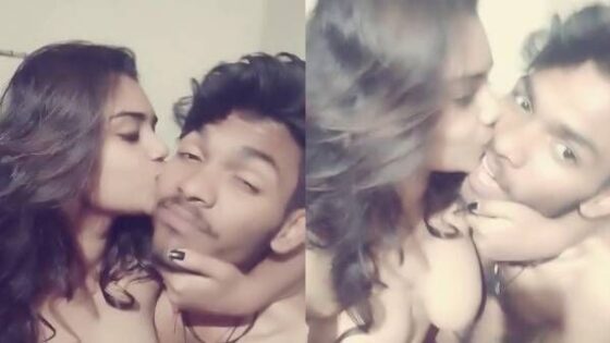 Image of Kerala college couple romantic kissing and boobs pressing mms-Linkwallah.com