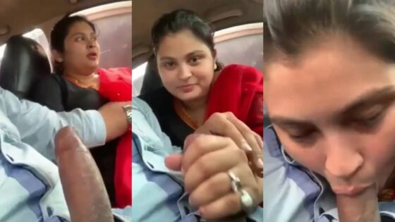 Image of sexy Chubby Punjabi secretary giving risky blowjob to boss in car-Linkwallah.com