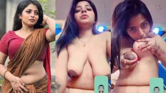 Image of Hot Bangla Insta babe shows naked plays with herself on vc-Linkwallah.com