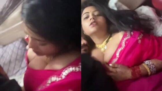 Image of Newlywed big boobs Dhaka wife in saree fucked by husband-Linkwallah.com